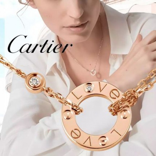 Cartie LOVE NECKLACE, 2 DIAMONDS LOVE ネックレス、ダイヤモンド2個